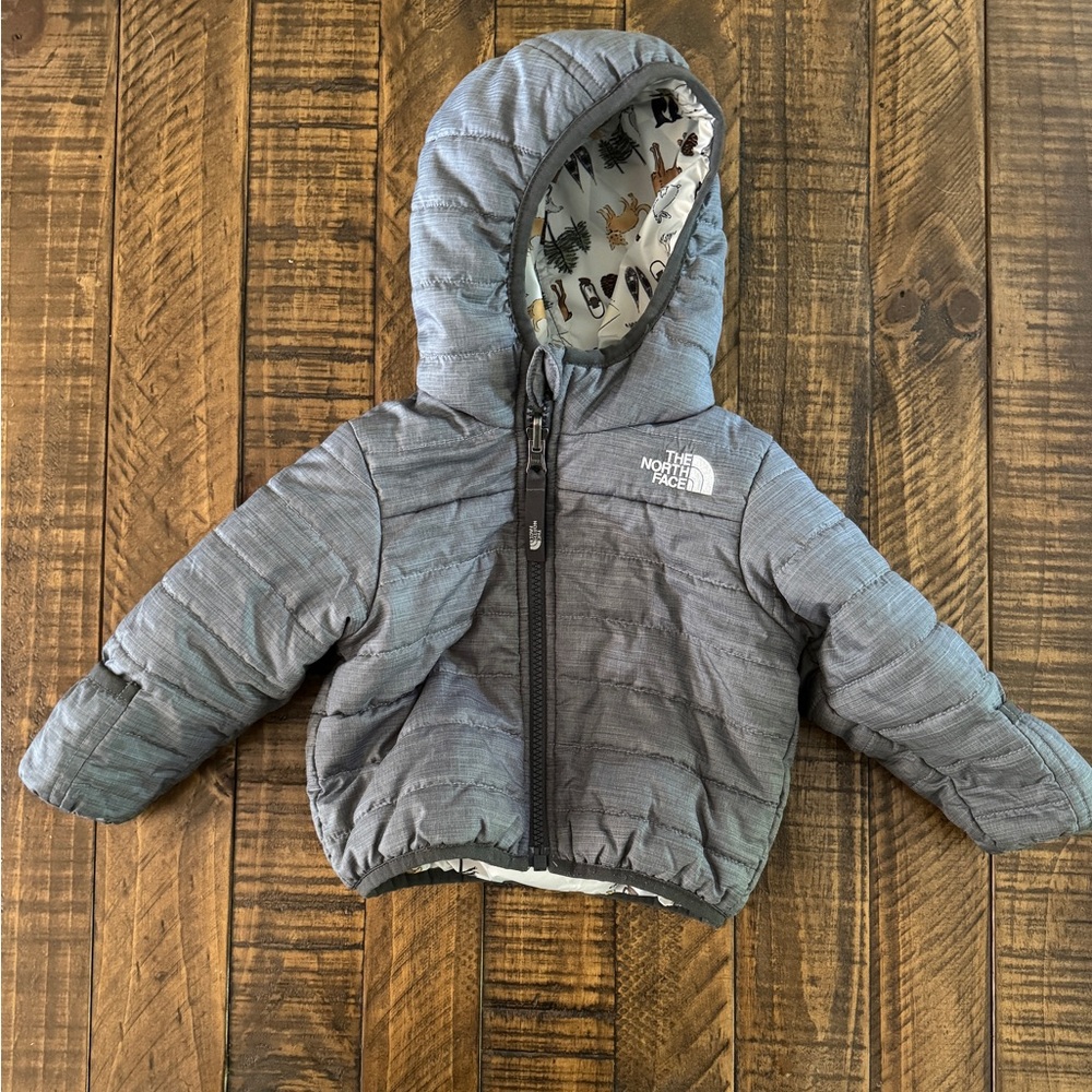 The North Face Perrito Reversible Hooded Jacket Gray Woodland Animals